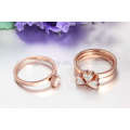 Designed plain rose gold flower ring for women,rose gold crystal rings jewelry